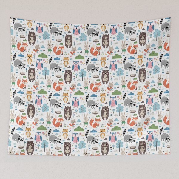 Item preview, Cute Woodland Animals Kids Pattern Fox Bear Owl designed and sold by Mindful Wall Art Studio.