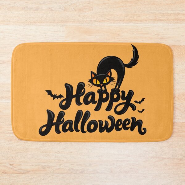 Item preview, Black Cat Glowing Eyes Happy Halloween designed and sold by littlepiptales.