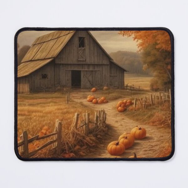 Item preview, Cozy Autumn Farmhouse & Pumpkin Patch Landscape — Rustic Vintage Fall Art designed and sold by LYAN-STORE.
