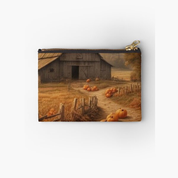 Item preview, Cozy Autumn Farmhouse & Pumpkin Patch Landscape — Rustic Vintage Fall Art designed and sold by LYAN-STORE.