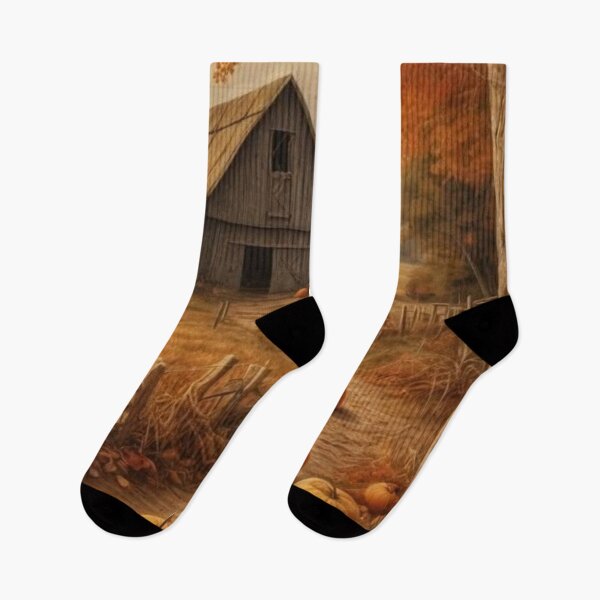 Item preview, Cozy Autumn Farmhouse & Pumpkin Patch Landscape — Rustic Vintage Fall Art designed and sold by LYAN-STORE.