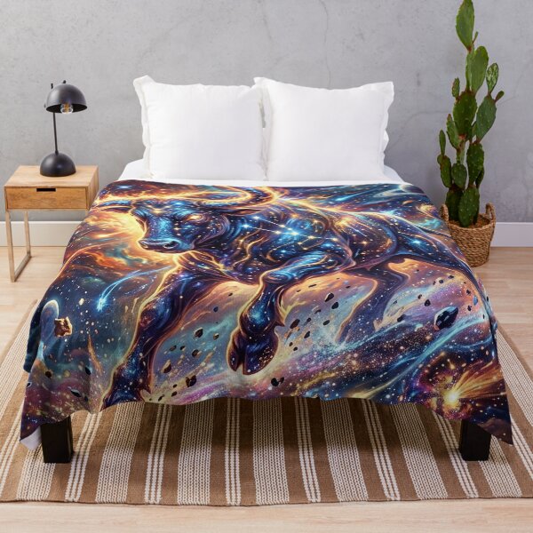 Item preview, Taurus Zodiac Sign - Bull Charging Through a Starry Galaxy designed and sold by Lucid Dream Pixel.