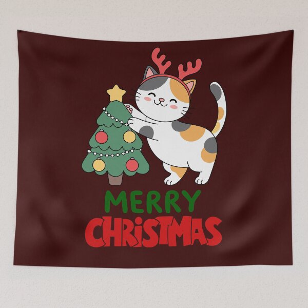 Item preview, Cute Persian Cat Merry Christmas Holiday Art designed and sold by stormk10.