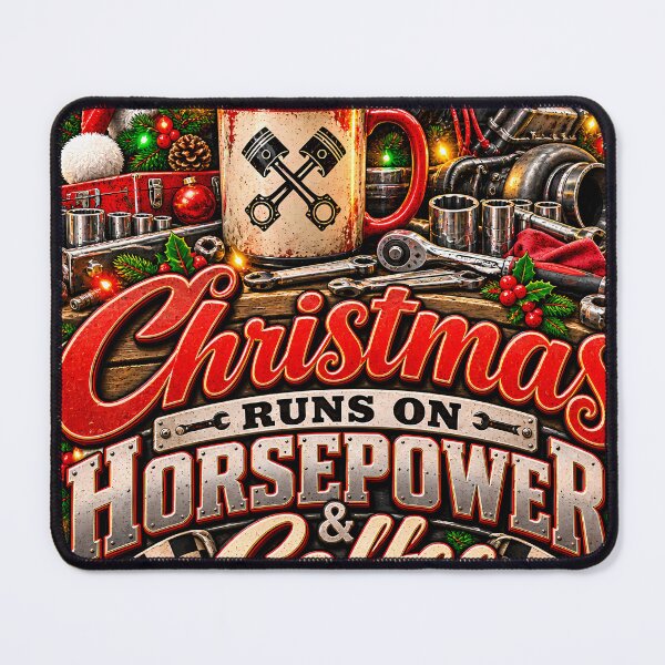 Item preview, Christmas Runs On Horsepower And Coffee Mechanic Gearhead designed and sold by 198tees.
