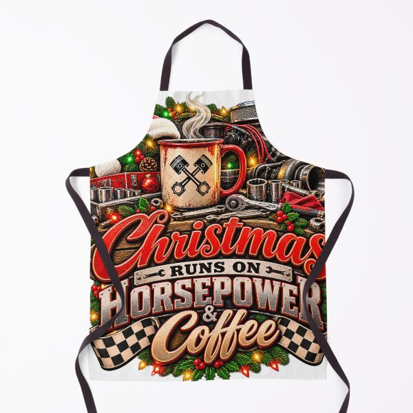 Item preview, Christmas Runs On Horsepower And Coffee Mechanic Gearhead designed and sold by 198tees.