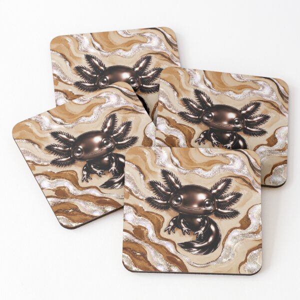 Item preview, Chocolate axolotl on caramel marbling designed and sold by Axokris.