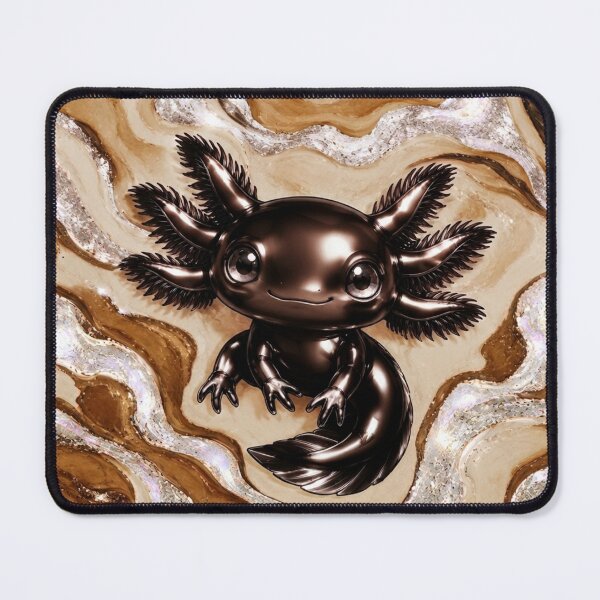 Item preview, Chocolate axolotl on caramel marbling designed and sold by Axokris.