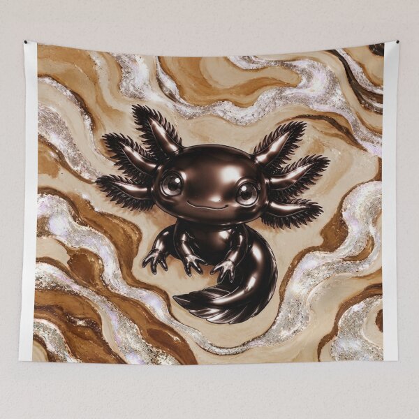 Item preview, Chocolate axolotl on caramel marbling designed and sold by Axokris.