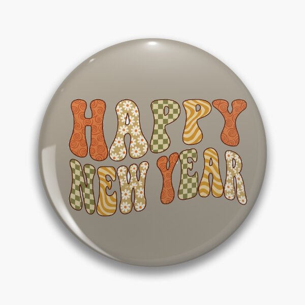 Item preview, Groovy Retro Happy New Year in Orange and Olive designed and sold by inkaylindesign.