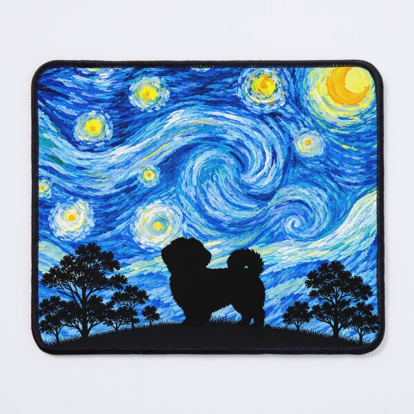 Item preview, Funny Shiranian Dog Starry Night Painting Moon Star Mom Dad Kids designed and sold by FurryHavenPH.