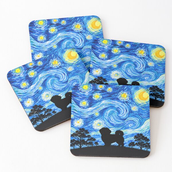 Item preview, Funny Shiranian Dog Starry Night Painting Moon Star Mom Dad Kids designed and sold by FurryHavenPH.