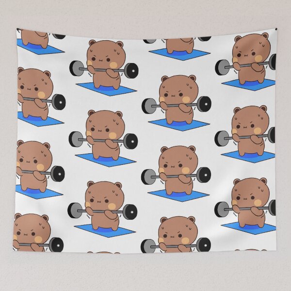 Item preview, Dudu Funny Gym Bear Barbell Lift Cute Workout Fitness designed and sold by ThePurplePrints.