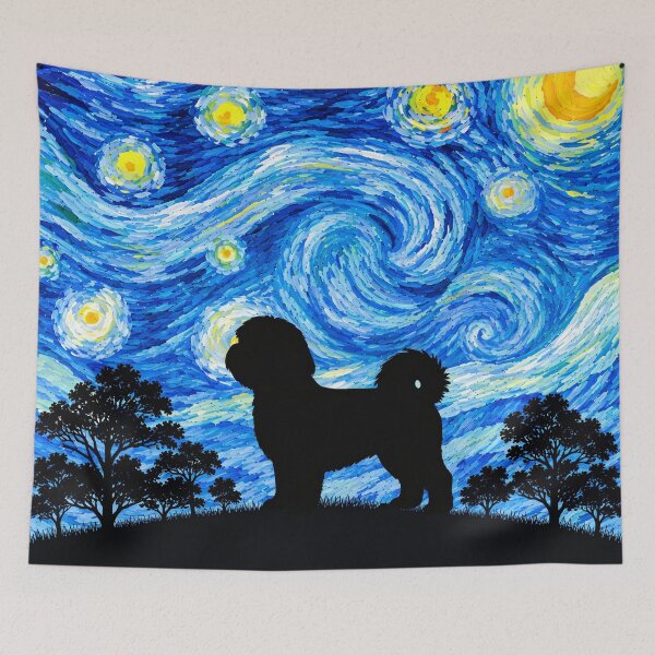 Item preview, Funny Shih Tzu Dog Starry Night Painting Moon Star Mom Dad Kids designed and sold by FurryHavenPH.
