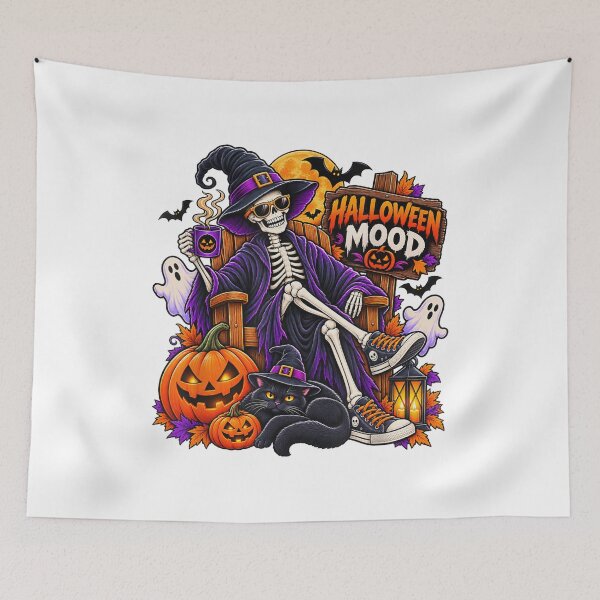 Item preview, Halloween Mood Skeleton Witch Drinking Coffee designed and sold by NoeValdric.