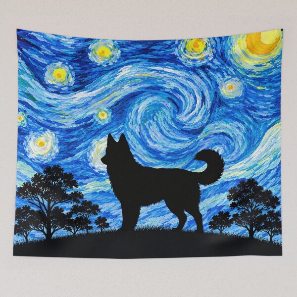 Item preview, Funny Shepsky Dog Starry Night Painting Moon Star Mom Dad Kids designed and sold by FurryHavenPH.