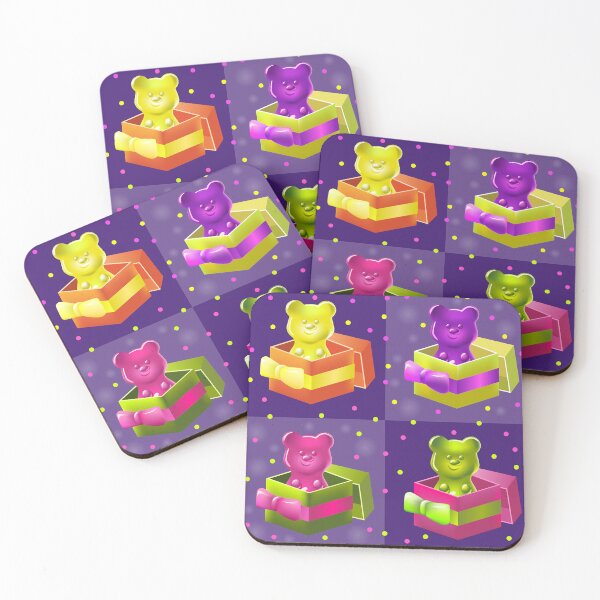 Item preview, Neon Gummy Bears in Gift Boxes. Seamless Pattern designed and sold by AnnaDesertArt.