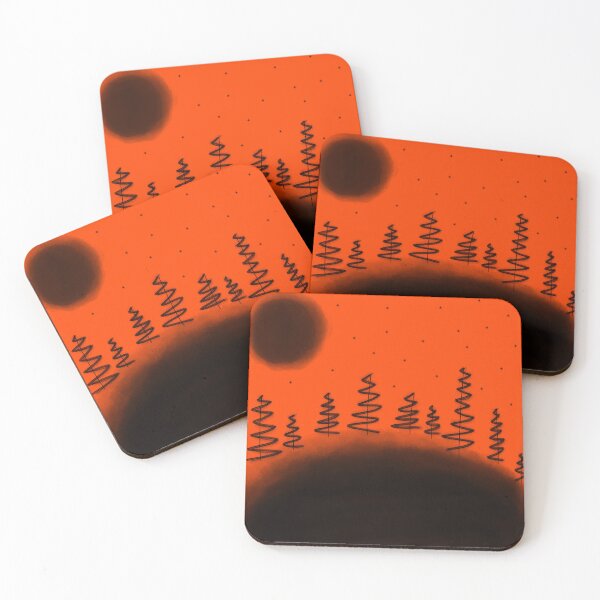 Item preview, Red sky black tree silhouette sci-fi landscape designed and sold by Bywithrose instant studio.