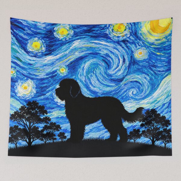 Item preview, Funny Sheepadoodle Dog Starry Night Painting Moon Star Mom Dad Kids designed and sold by FurryHavenPH.