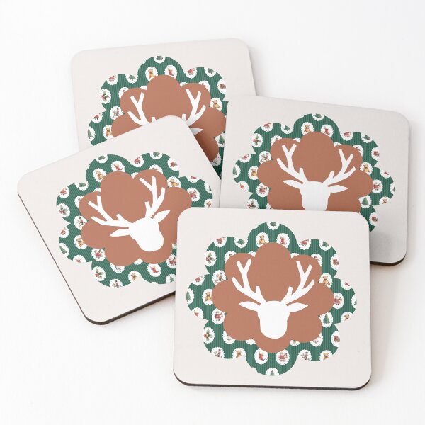 Item preview, Rustic Reindeer Silhouette with Pink Plaid Pattern Holiday Decor Art designed and sold by Liberarteprint.