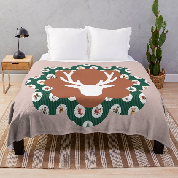 Item preview, Rustic Reindeer Silhouette with Pink Plaid Pattern Holiday Decor Art designed and sold by Liberarteprint.