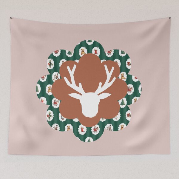 Item preview, Rustic Reindeer Silhouette with Pink Plaid Pattern Holiday Decor Art designed and sold by Liberarteprint.
