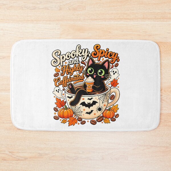 Item preview, Spooky Spicy Highly Caffeinated Halloween Coffee Cat designed and sold by NoeValdric.