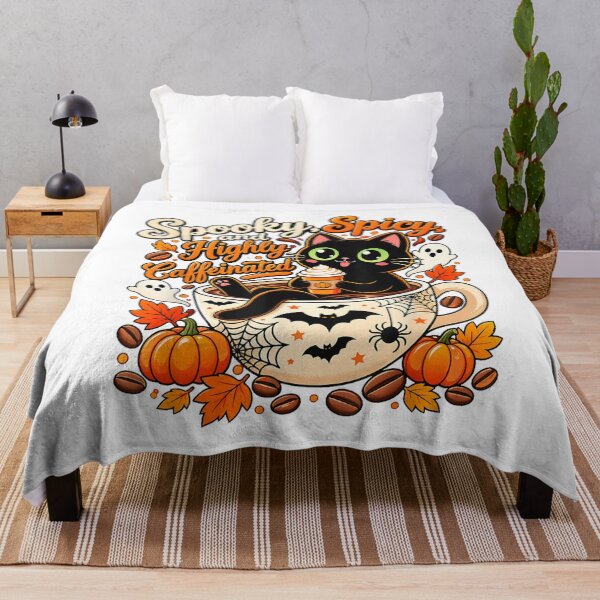 Item preview, Spooky Spicy Highly Caffeinated Halloween Coffee Cat designed and sold by NoeValdric.
