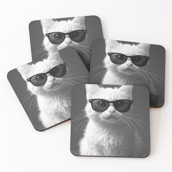 Item preview, Cool B&W White Kitten in Sunglasses designed and sold by VFXguy.