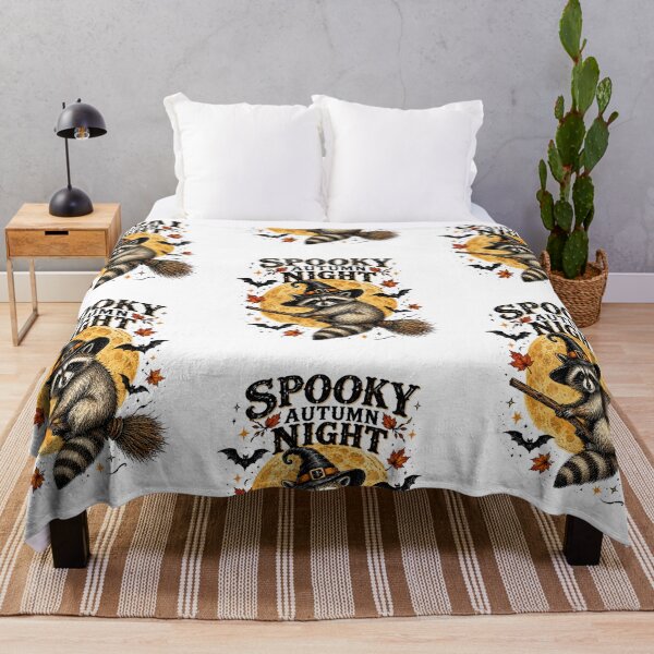 Item preview, Spooky Autumn Night Raccoon Witch Halloween Vintage Fall Design designed and sold by anemiche.
