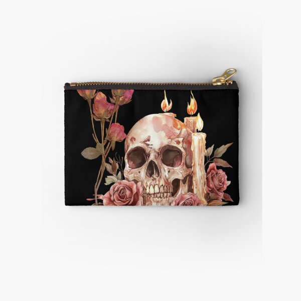 Item preview, Gothic Skull with Roses and Candles Watercolor designed and sold by EwaMariaShop.