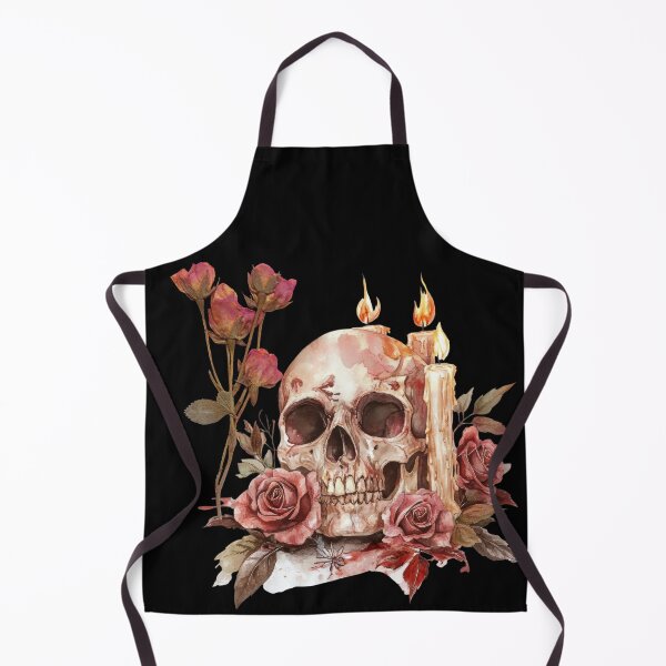 Item preview, Gothic Skull with Roses and Candles Watercolor designed and sold by EwaMariaShop.