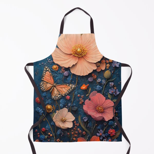 Item preview, Sculptural flower garden with monarch butterfly on a deep blue background designed and sold by Artdavesalzburg.