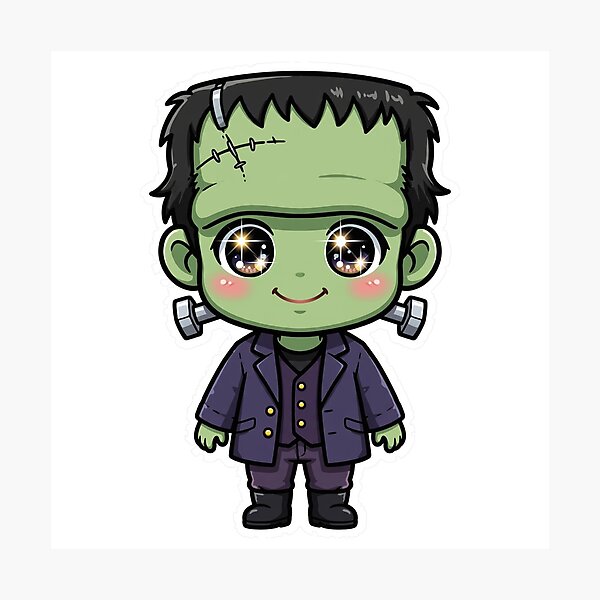 Item preview, Frankenstein Classic Anime Chibi Sticker - Halloween designed and sold by Lesley D.