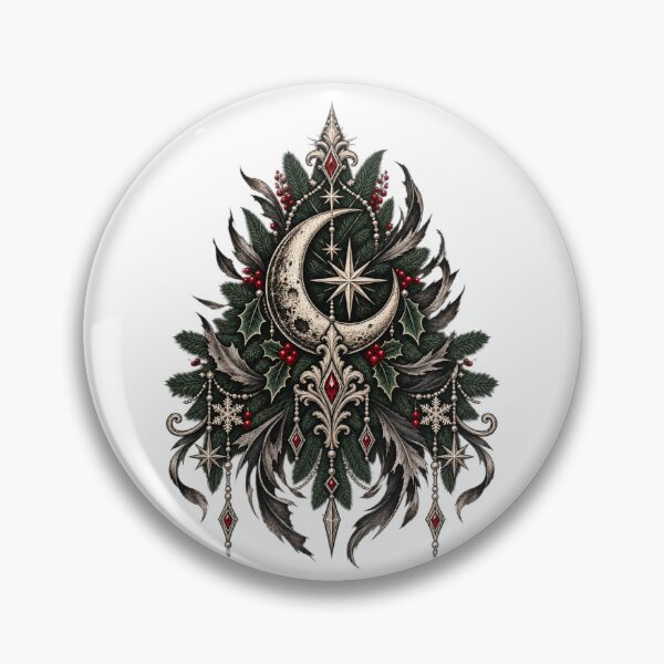 Item preview, Celestial Christmas Tree Crescent Moon Gothic Winter Art designed and sold by Corvoria.