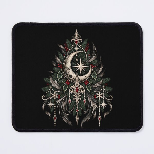 Item preview, Celestial Christmas Tree Crescent Moon Gothic Winter Art designed and sold by Corvoria.