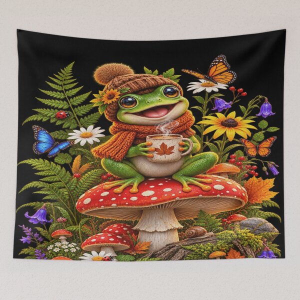 Item preview, Cute Frog Cozy Autumn Mushroom designed and sold by ASWIN STUDIO.