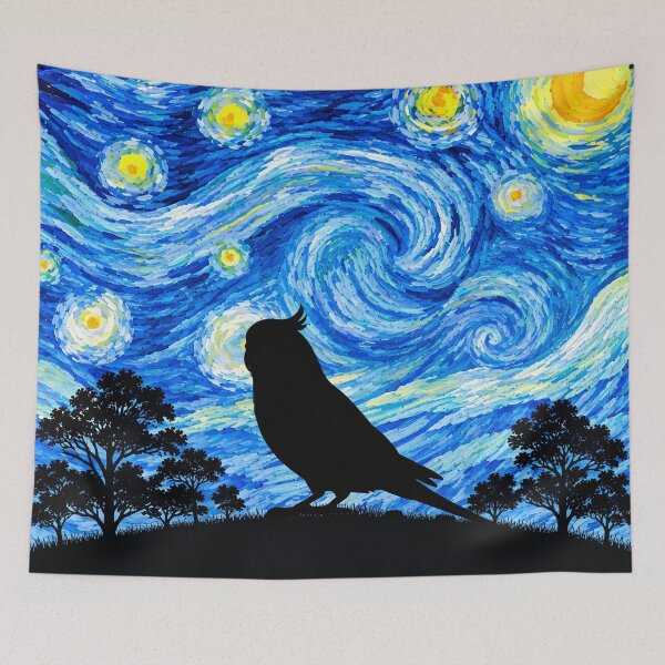 Item preview, Funny Budgie Bird Starry Night Painting Moon Star Zoo Boys Girls designed and sold by FurryHavenPH.
