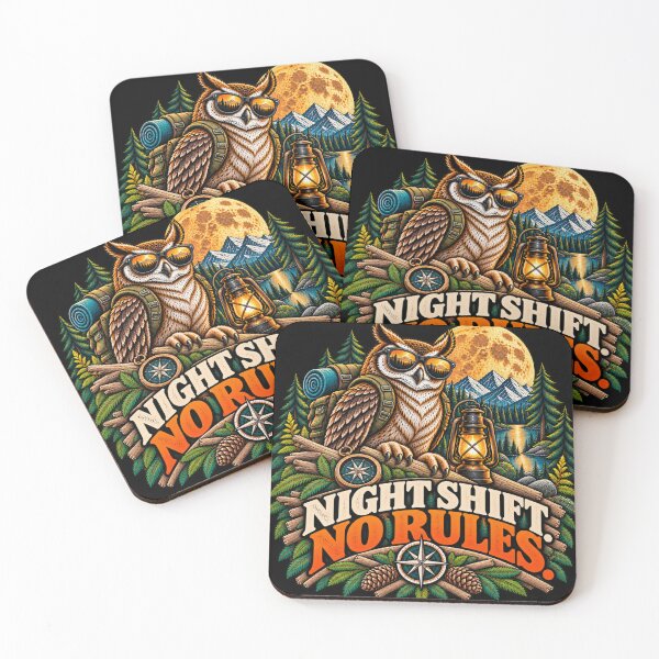 Item preview, Night Shift No Rules – Cool Owl Retro Wilderness Adventure designed and sold by JanRizz.
