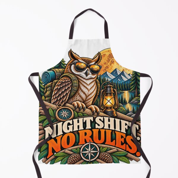 Item preview, Night Shift No Rules – Cool Owl Retro Wilderness Adventure designed and sold by JanRizz.