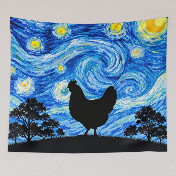 Item preview, Funny Chicken Starry Night Painting Moon Star Zoo Boys Girls designed and sold by FurryHavenPH.