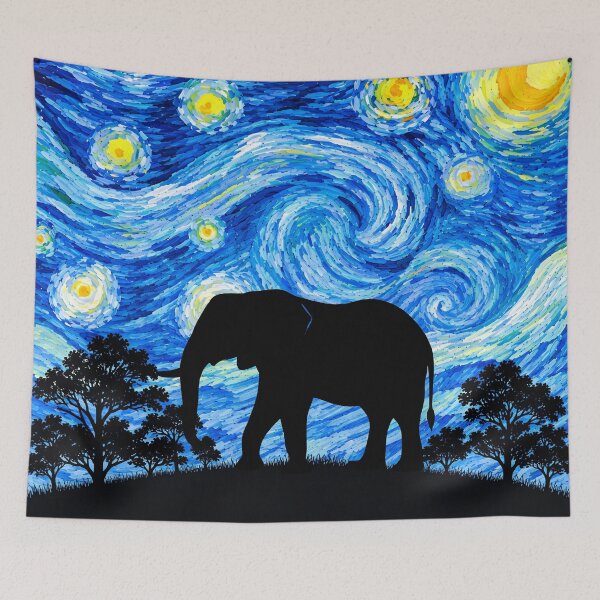 Item preview, Funny Elephant Starry Night Painting Moon Star Zoo Boys Girls designed and sold by FurryHavenPH.