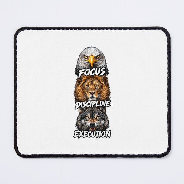 Item preview, Focus Discipline Execution Animal Motivational Poster designed and sold by CreativeNest Prints.