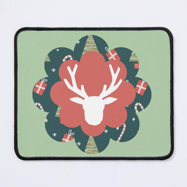 Item preview, Rustic Reindeer Silhouette with Pink and Blue Pattern Holiday Decor Art designed and sold by Liberarteprint.