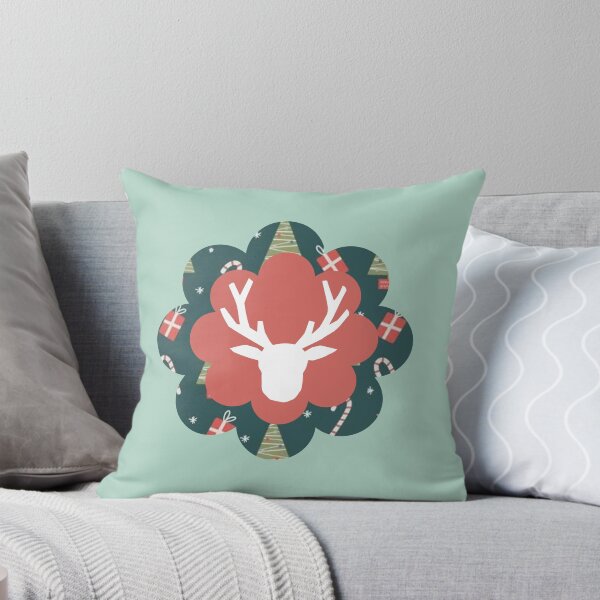 Item preview, Rustic Reindeer Silhouette with Pink and Blue Pattern Holiday Decor Art designed and sold by Liberarteprint.
