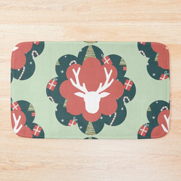 Item preview, Rustic Reindeer Silhouette with Pink and Blue Pattern Holiday Decor Art designed and sold by Liberarteprint.