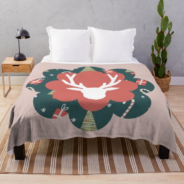 Item preview, Rustic Reindeer Silhouette with Pink and Blue Pattern Holiday Decor Art designed and sold by Liberarteprint.