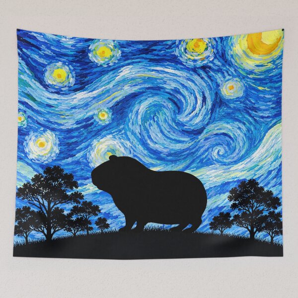 Item preview, Funny Guinea Pig Starry Night Painting Moon Star Zoo Boys Girls designed and sold by FurryHavenPH.
