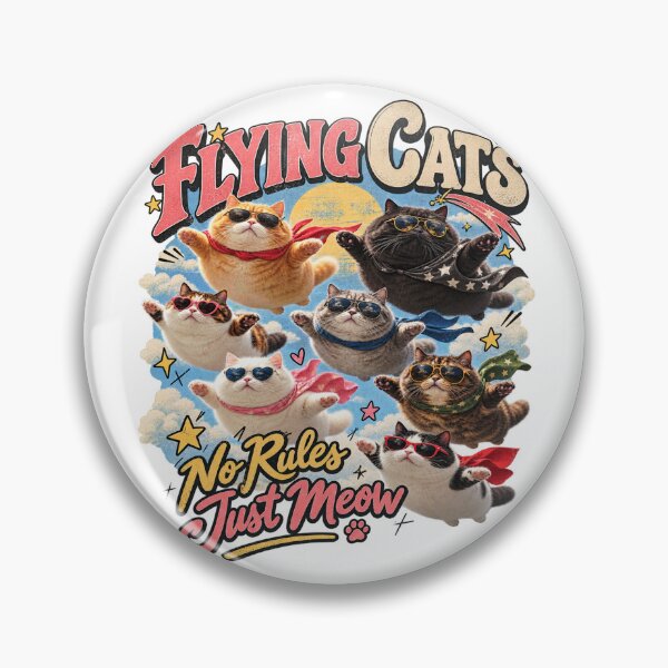 Item preview, Flying Cats No Rules Just Meow – Retro Vintage Funny Cat Lover  designed and sold by Xupomustore.