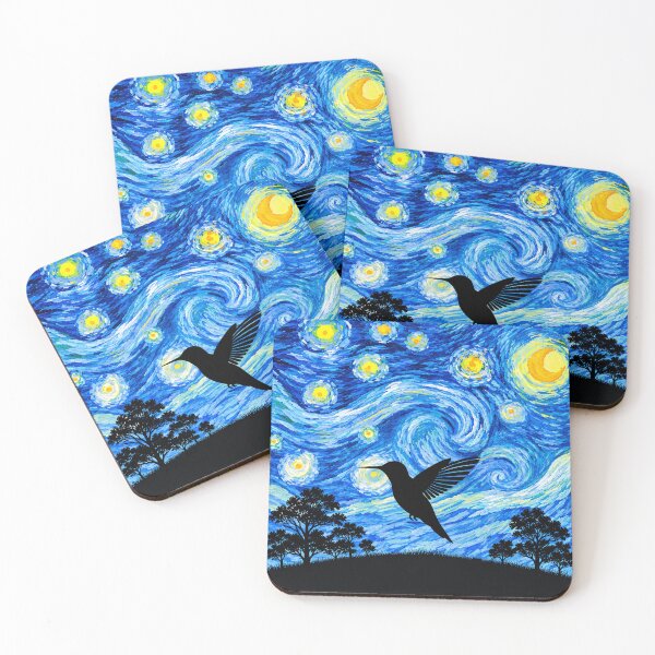 Item preview, Funny Hummingbird Starry Night Painting Moon Star Zoo Boys Girls designed and sold by FurryHavenPH.