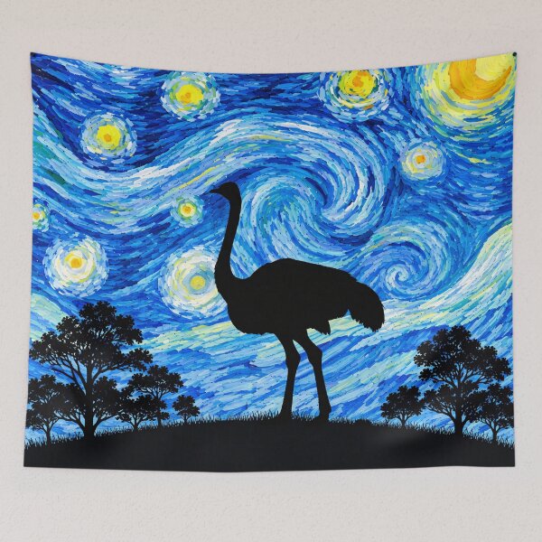 Item preview, Funny Ostrich Starry Night Painting Moon Star Zoo Boys Girls designed and sold by FurryHavenPH.